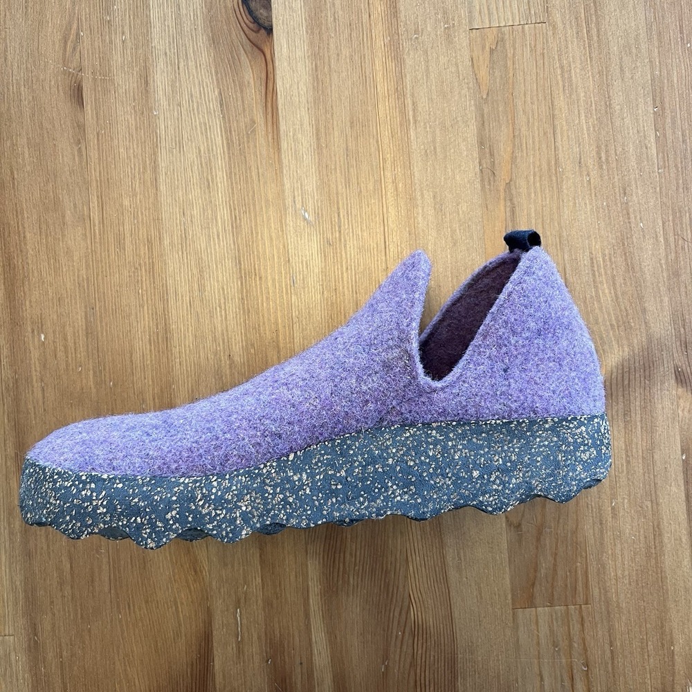 Asportuguesas Women's City Purple Slip On Wool Shoes Size 38 US 7-7.5 Cork Sole - Picture 11 of 11